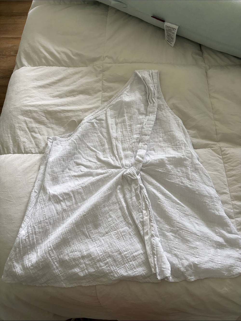 Women’s White One-Shoulder Knot-Front Blouse